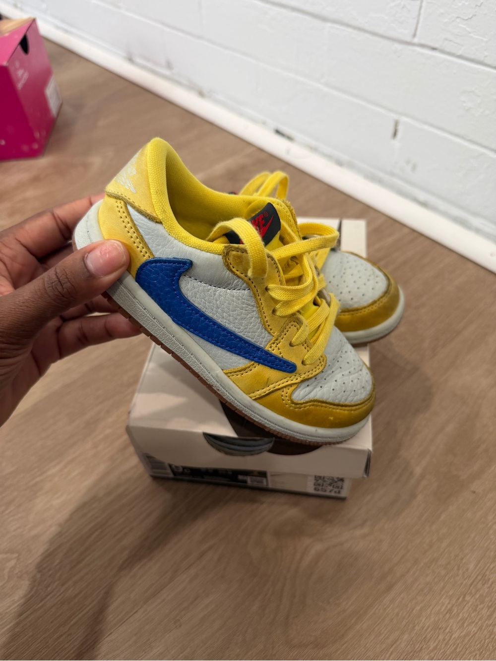 Travis Scott Kids Yellow and Blue Sneakers